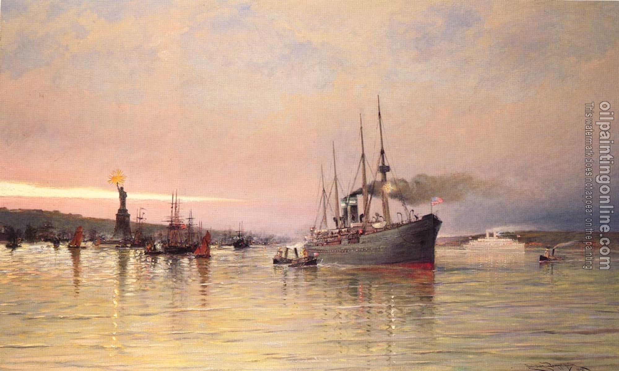 Cornelis Christiaan Dommelshuizen - A View Of New York Harbor